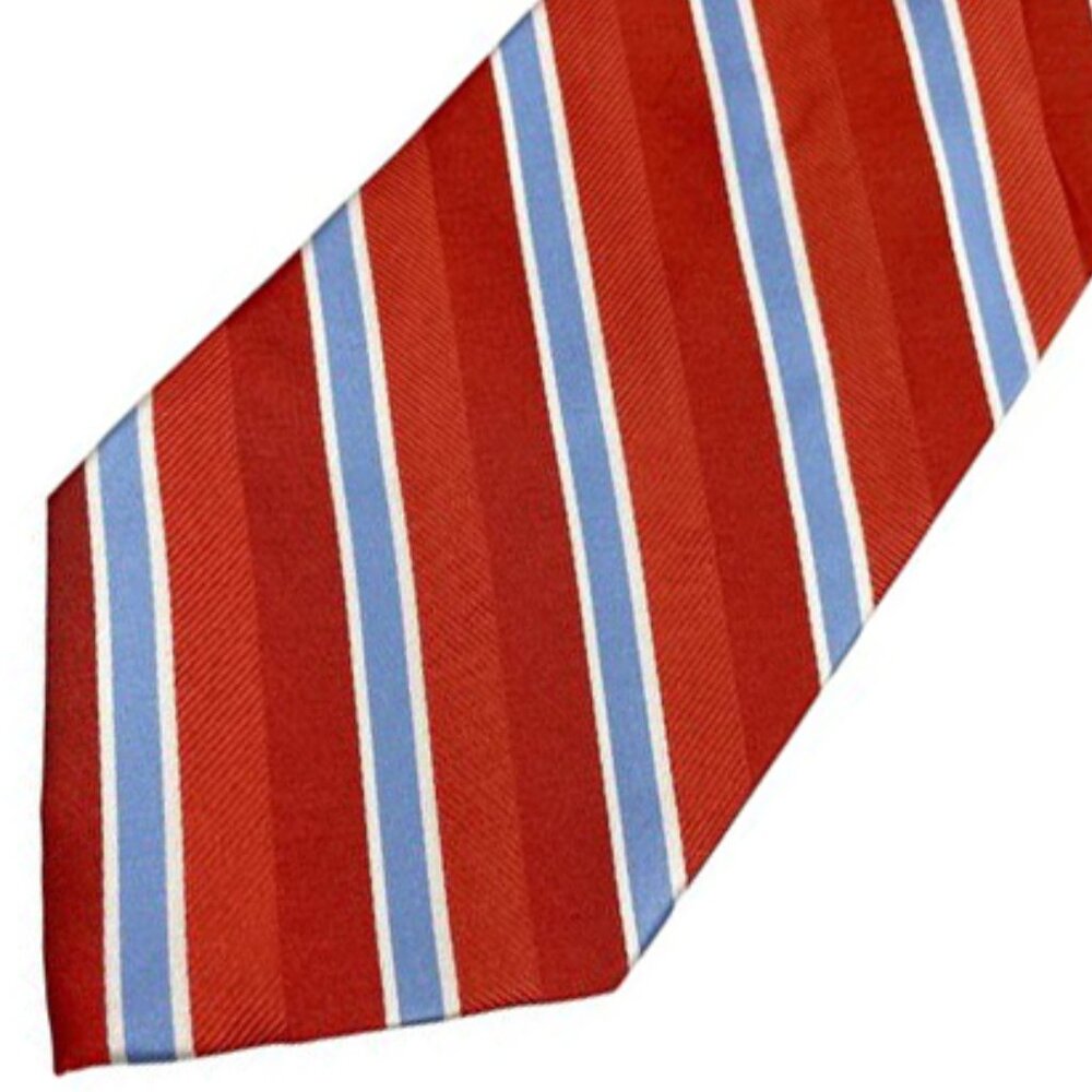 Marshall Field's Silk Tie Striped Repp Regimental Burt Orange Navy Blue